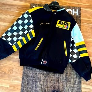 M&M’s racing team 36 leather fabric bomber jacket vintage ARROW XL Ernie Irvan